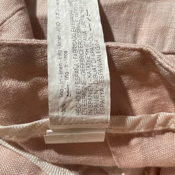 Zara Pink Linen Pants Large Women Flat Front Breathable Chic Comfort Summer Wear - Picture 4 of 8